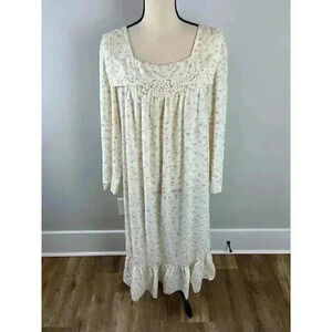 Willow Creek Vintage Puritan Collar Lace Cottagecore Prairie Long Nightgown M